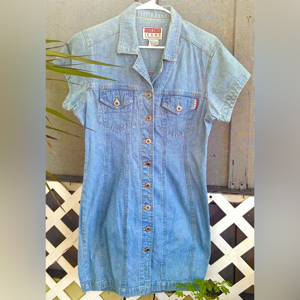 Vintage 90’s Button Down Denim Shirt Dress